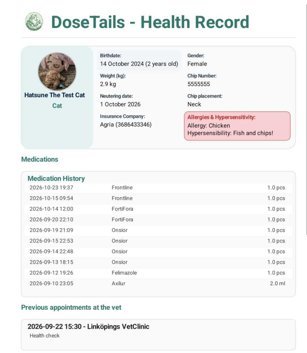 DoseTails Home Screen